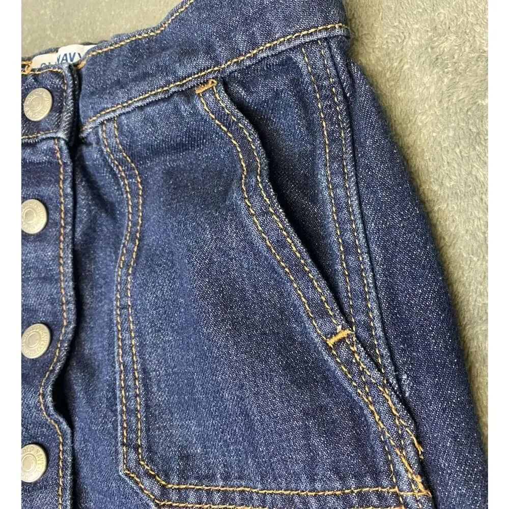 Old Navy Girls Jean Skirt Snap Front Adjustable Waist Size S 6/7 Denim Skirt